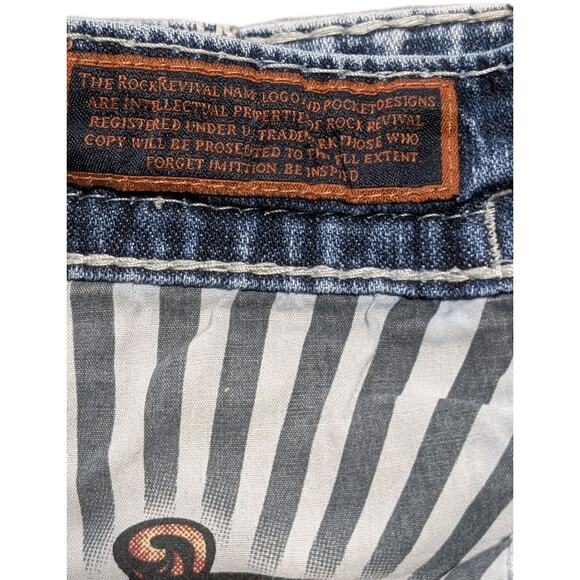 Rock Revival Ecton Slim Boot Denim Shorts Size 34 Distressed Cut-Off Jean Shorts - Picture 13 of 16